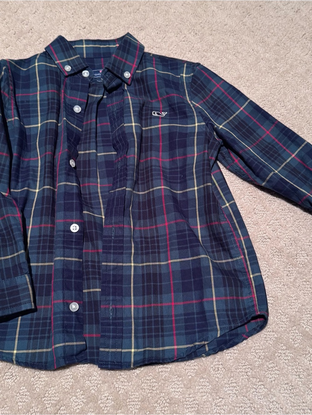 Vineyard Vines Navy Plaid Button-Down Kids Shirt